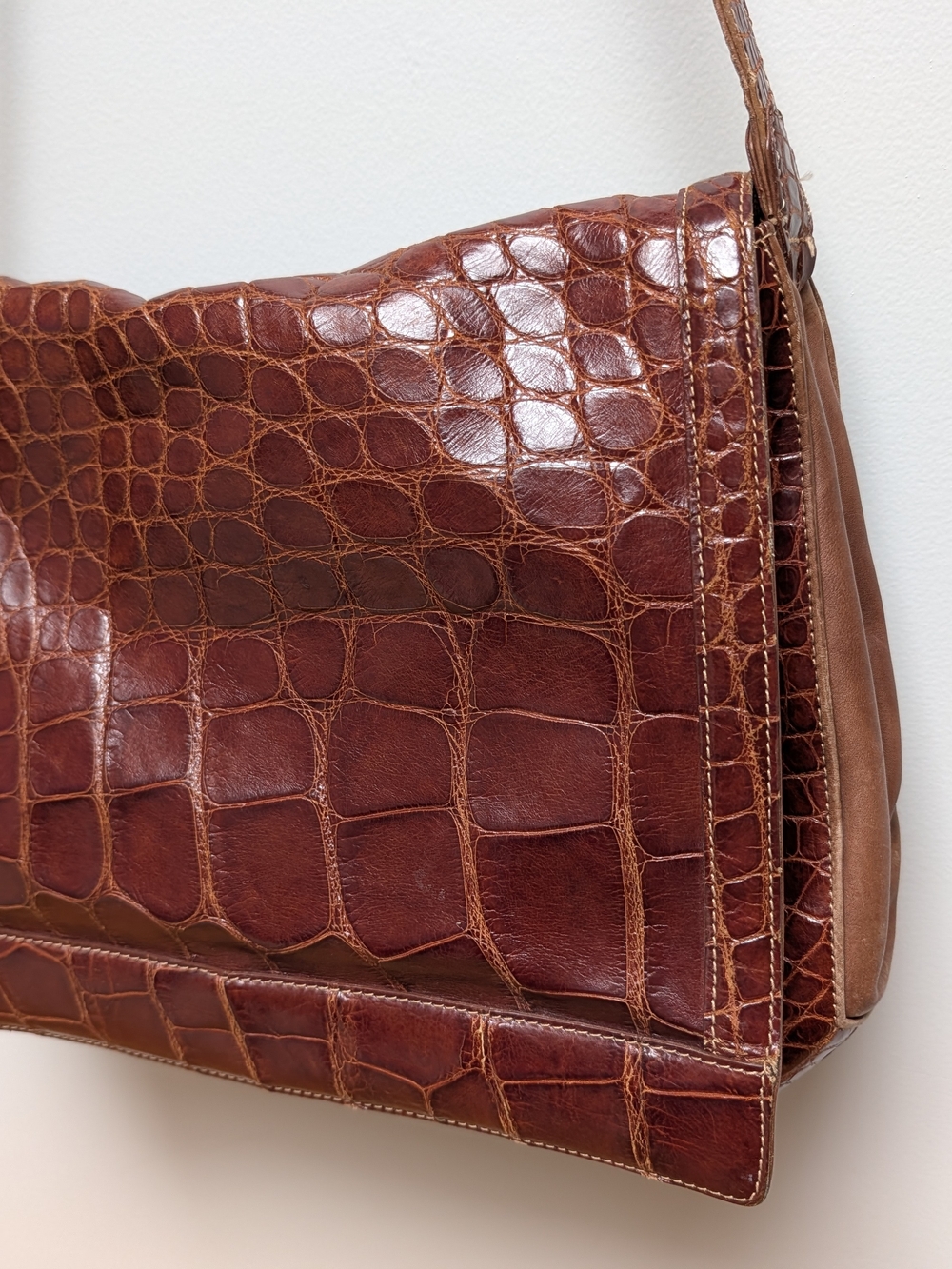 Vintage De Vecchi Genuine American Alligator Leather Shoulder Bag Made in Italy - Picture 3 of 8